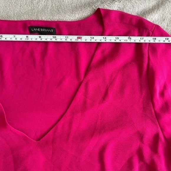 Lane BRYANT Hot Pink Ruffled Chiffon Fashion Blouse size 26/28 - Picture 4 of 9